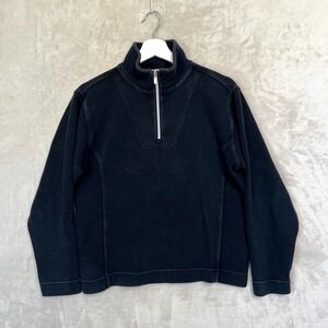 Tommy Bahama Quarter Zip Sweatshirt Pullover S Black Cotton Casual Womens Top